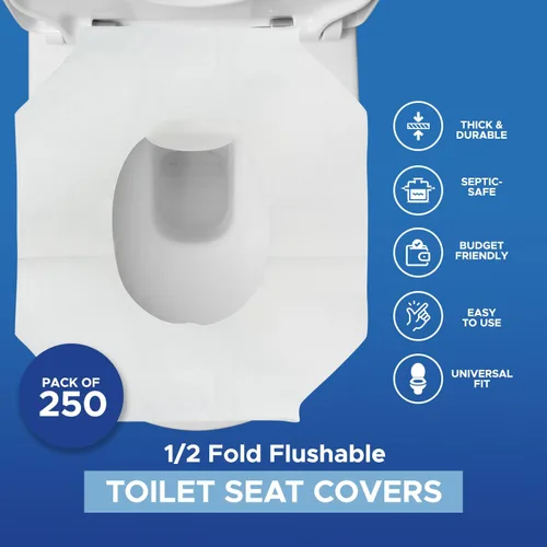 Miniatura 2 de MED PRIDE Sábanas protectoras de baño ecológicas – Fundas de asiento de inodoro desechables sépticas [paquete de 250] – Fundas de asiento de inodoro