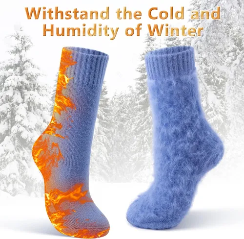 Miniatura 4 de 4 pares de calcetines térmicos gruesos para mujer, para clima frío extremo, calcetines cálidos de invierno, calcetines suaves y acogedores con caja