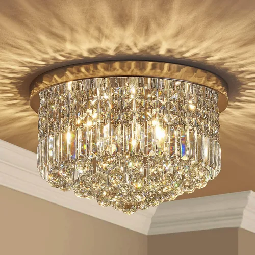 Miniatura 2 de Saint Mossi - Lámpara de araña de cristal K9 moderna de 9 luces, montaje empotrado, perfecto para comedor, baño, dormitorio, base de bombilla E12