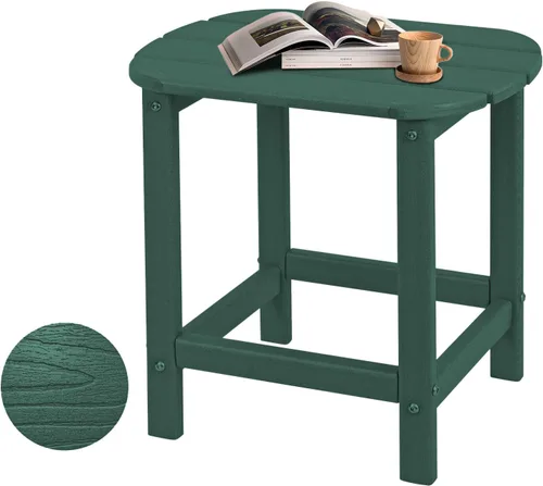 Plawdlik Hdpe - Mesa auxiliar Adirondack para exteriores, con textura de madera, juego para patio, jardín, porche, piscina, patio compuesto, patio
