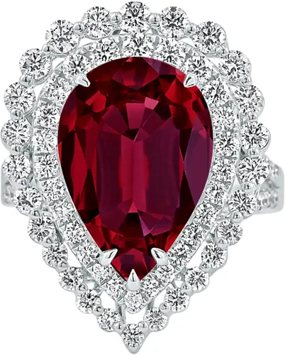 Miniatura 2 de Diamond Wish Anillo de compromiso de oro blanco de 18 quilates, rubí de 9 58 quilates y diamante TDW de 1 58 quilates, tamaño 4.5-9