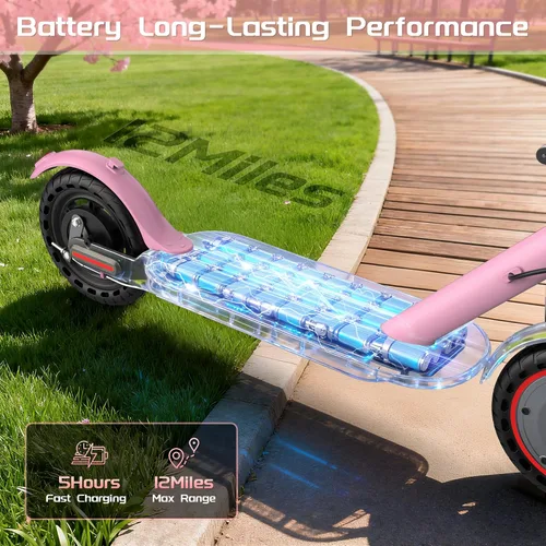 Miniatura 3 de MAXSHOT Electric Scooter Adults & Big Kids, Top Speed 9/16/19MPH, 10/12/16/19Miles Range, 6.5"/8.5" Tires Folding Escooter, APP Control Rosa