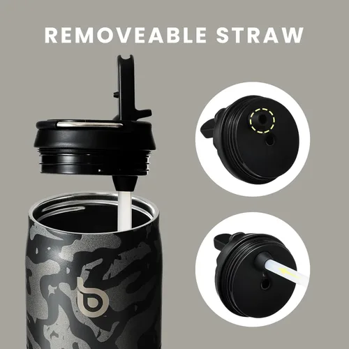 Miniatura 4 de BOTTLE BOTTLE Botella de agua de acero inoxidable con popote y tapa, taza aislada al vacío de 32 onzas, se mantiene fría y caliente, botellas