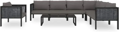 Miniatura 4 de Ensemble Salon de Jardin 8 Pièces Anthracite Gris Foncé avec Coussins Résistants aux Intempéries, Confortable et Moderne Pour Terrasse, Balcon ou