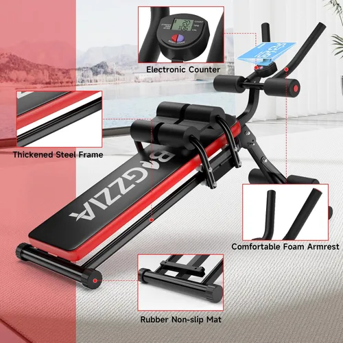 Miniatura 8 de Bigzzia Máquina de abdominales, 5 en 1 ajustable, banco de entrenamiento abdominal, entrenador de abdomen para entrenamiento de estómago, máquina