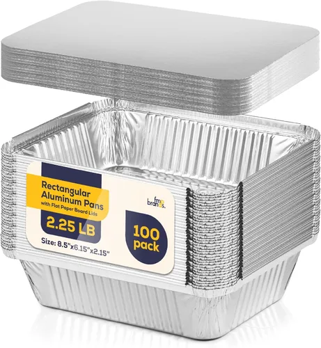 Miniatura 9 de Fit Meal Prep Paquete de 100 sartenes pequeñas de papel de aluminio de 1 libra con tapas, recipientes desechables para alimentos con tapas
