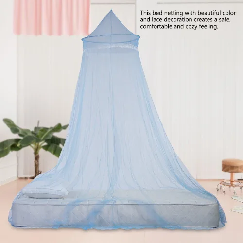 Miniatura 3 de Toldo de cama de mosquitero para niñas, cortinas de cama tamaño Queen desde el techo, decoración de cama para cuna, camas de niños y adultos, Azul