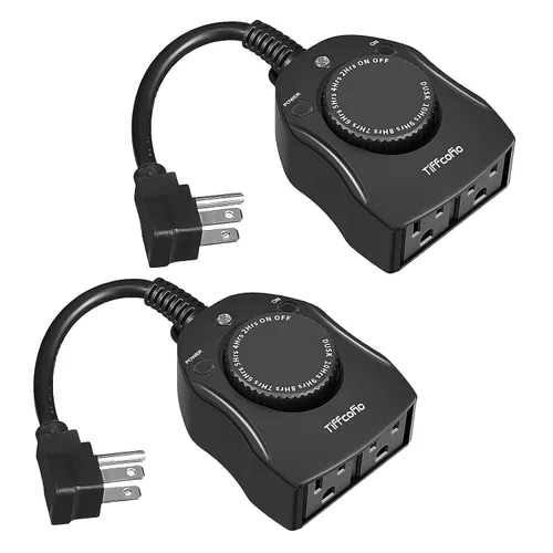 Miniatura 8 de TiFFCOFiO Enchufe Temporizador para Exteriores, Temporizador con Sensor de Luz del Atardecer al Amanecer Resistente a la Intemperie, 2 Enchufes