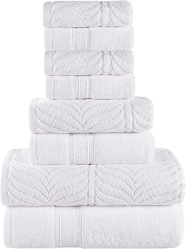 Miniatura 23 de Superior Juego de toallas surtidas de algodón Chevron de 12 piezas, cero torsión, secado rápido, artículos esenciales para el hogar, ducha, spa