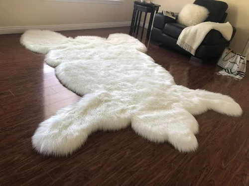 Miniatura 20 de LAMBZY - Alfombra de piel de oveja sintética súper suave hipoalergénica sedosa, estilo peluche de oso, para sala de estar, habitación de niños, sofá