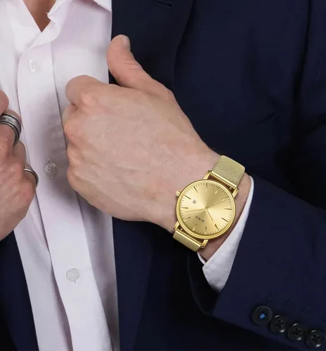 Miniatura 5 de BUREI - Reloj de pulsera analógico para hombre con fecha, extensible de malla de acero inoxidable
