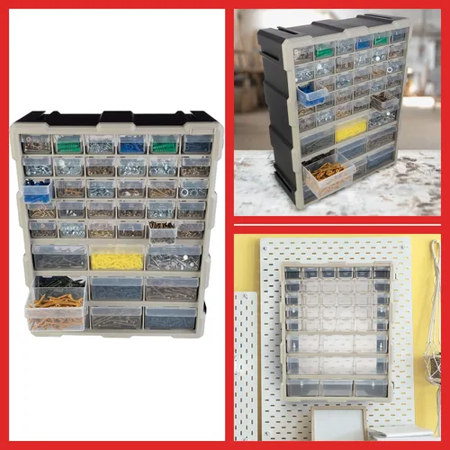 Miniatura 7 de Stalwart Organizador de Piezas Pequeñas de Plástico de 39 Cajones - Cajones de Almacenamiento de Escritorio o Pared para Organizar Ferretería