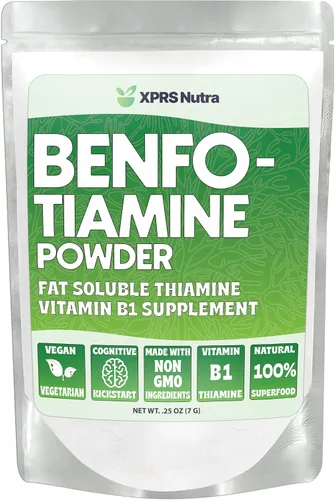 XPRS Nutra Benfotiamina en polvo (tiamina) - Suplemento soluble en grasa de tiamina feliz corazón - vitamina B1 avanzada benfotiamina para un