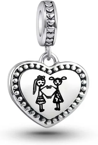 Miniatura 3 de Abalorios colgantes de corazón de hermana amor compatibles con pulsera Pandora, collar, joyería de cumpleaños para mujeres