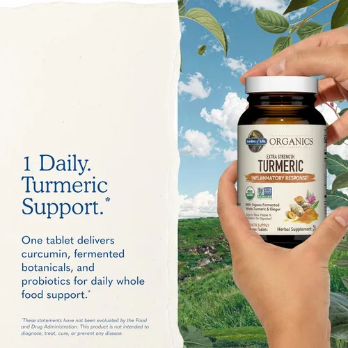 Miniatura 7 de Garden of Life Organics 60 tabletas para respuesta inflamatoria de cúrcuma extrafuerte 100mg de curcumina (95% curcuminoides)/pimienta