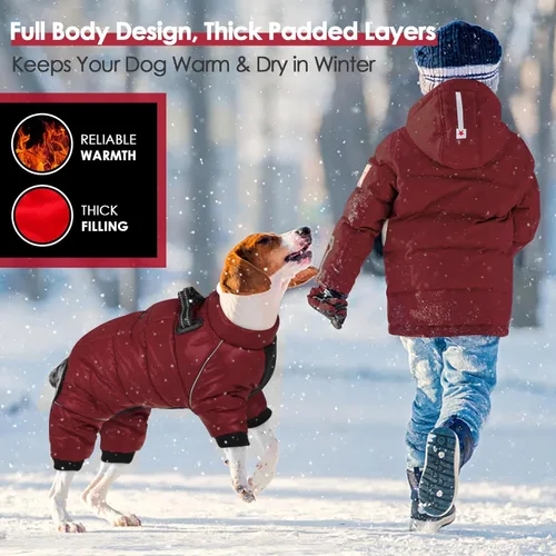 Miniatura 6 de AOFITEE - Abrigo para perros, impermeable, chaqueta para invierno, cálido traje completo para perros, abrigo de invierno para perros pequeños