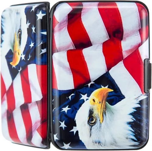 Miniatura 3 de Kaabao Aluminum Wallet RFID Blocking Slim Metal Business ID Credit Card Holder Hard Case (Bald Eagle on American Flag)