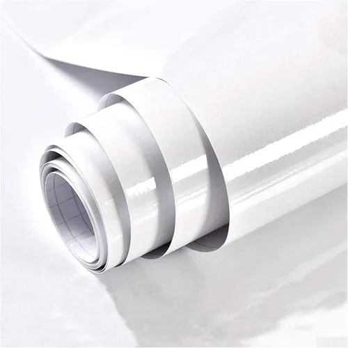Papel para empapelar blanco, papel de vinilo autoadhesivo, película decorativa para encimeras de cocina, armarios, muebles con brillo iridescente