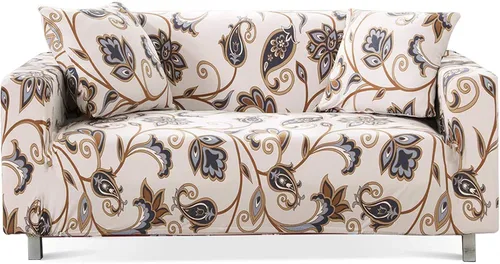 Miniatura 12 de Lamberia - Funda elástica para sofá de 3 plazas con estampado; incluye dos fundas para cojines, modelo New Blooming Flower E-Beige