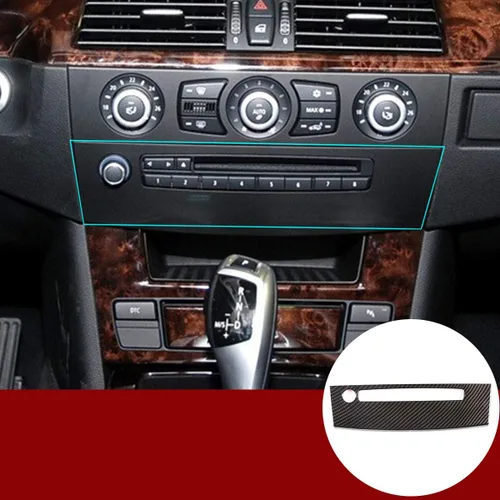 Miniatura 8 de YIWANG Marco de fibra de carbono para consola de control de CD de aire acondicionado de CA para BMW Serie 5 E60 2004-2010 Accesorios de automóvil