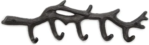 GASARE, llavero para montaje en pared, gancho para llaves de hierro fundido, diseño de rama de árbol, tornillos y anclajes, tamaño grande de 13¼ x 4