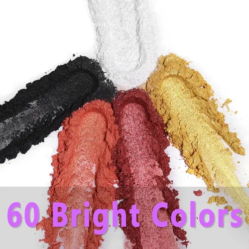 Miniatura 2 de Renfio Polvo de mica, polvo de mica de 60 colores para resina epoxi natural, pigmento de color, pigmento en polvo, botellas de 0.25 onzas, pigmentos