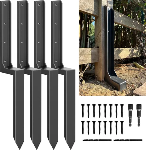 Miniatura 9 de IRONBABE Kit de reparación de postes de valla – Estacas de anclaje de acero de una pieza para fijar rápidamente postes de madera rotos / inclinados