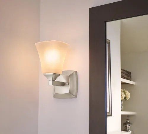 Miniatura 2 de Moen YB5161BN Voss - Accesorio de tocador de baño de doble montaje con 1 luz con vidrio esmerilado, níquel cepillado
