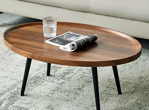 Miniatura 3 de Mesa de centro de madera rústica, mesa de centro ovalada de nogal, mesa de centro moderna para sofá, mesas auxiliares para sala de estar, hogar