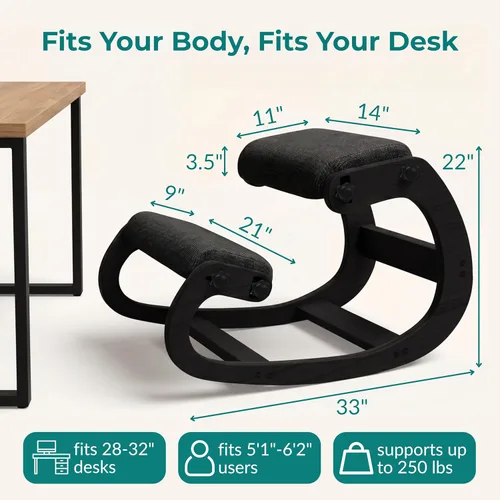 Miniatura 2 de NYPOT Silla ergonómica de rodillas con asientos ajustables - Silla de rodillas para corrección de postura y taburete oscilante para rodillas