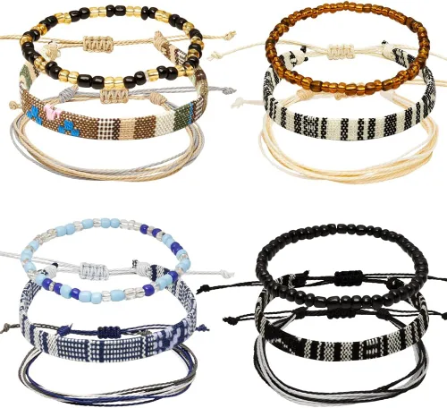 Miniatura 13 de Conjunto de pulseras de playa para hombres y mujeres, pulseras para hombres, pulseras bohemias hechas a mano, pulseras envolventes de joyería