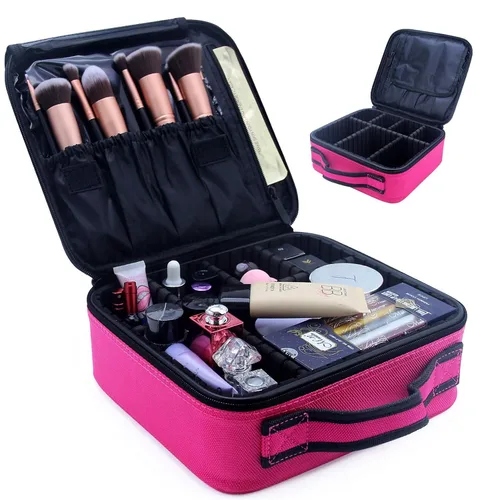 Miniatura 9 de Estuche de viaje para maquillaje, organizador de cosméticos, bolsa de almacenamiento portátil para artistas, con divisores ajustables