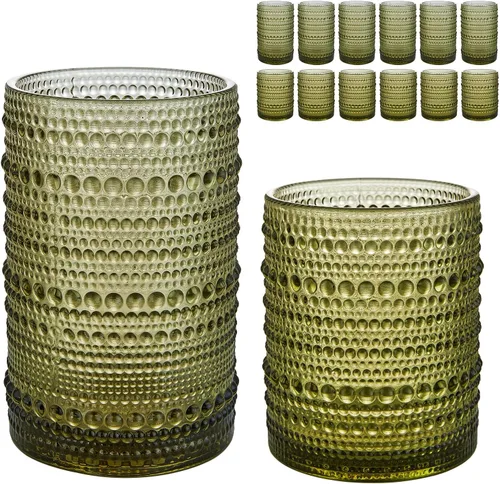 Miniatura 11 de HomeVogue Hobnail Juego de Vasos para Beber de 6, 12 onzas, Juego de Cristalería Vintage, Juego de Vasos de Cóctel, Vaso Tumbler de Agua Paquete