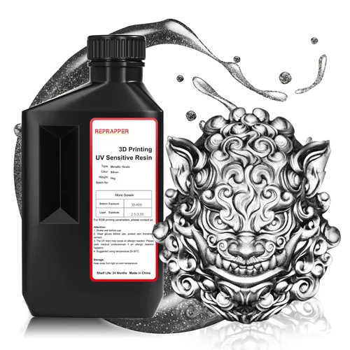 Miniatura 10 de RepRapper Resina para impresora 3D, 405nm Cambio de color de curado rápido UV, paquete de resina estándar de 1kg, resina de fotopolímero