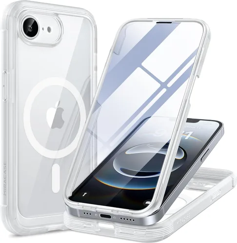 Miniatura 244 de Miracase Funda para iPhone 13 de 6.1 pulgadas, [sin burbujas] funda de teléfono de cuerpo completo con pantalla de vidrio completa integrada, sin