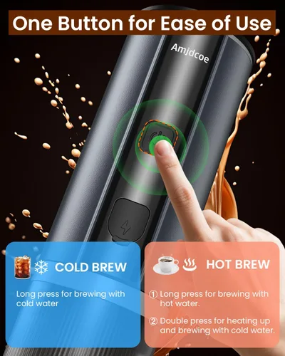 Miniatura 3 de Máquina de café expreso portátil, 20 bares, eléctrica para viajes, campamento, mini cafetera recargable USB-C para cápsulas NS y café molido, gris