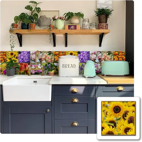 Miniatura 47 de Alwayspon Vinilo adhesivo efecto piedra, pegatinas para azulejos de pared autoadhesivas, protector antisalpicaduras para cocina y baño, T026