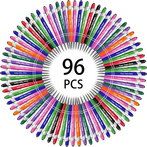 Miniatura 114 de Hasta 500 bolígrafos personalizados a granel, bolígrafo grabado personalizado con punta de lápiz capacitivo, carcasa multicolor retráctil, bolígrafo