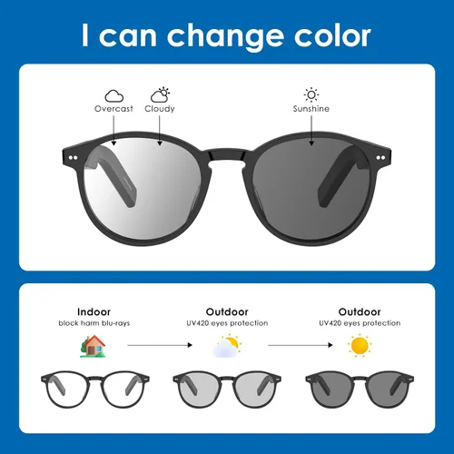 Miniatura 6 de GetD Lentes AI, traducción en tiempo real con IA en 147 idiomas, lentes de sol polarizados inteligentes de nailon, gafas de aviador Bluetooth