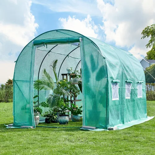 Invernadero al Aire Libre con Puerta con Malla, Invernadero Resistente para Jardín al Exterior para Plantas de Jardín con Protección UV, Termostato,
