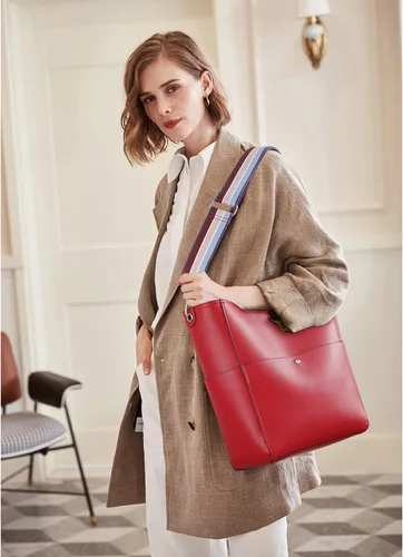 Miniatura 49 de BROMEN Bolsa Hobo para mujer, diseñada con cuero vegano, de hombro, bandolera