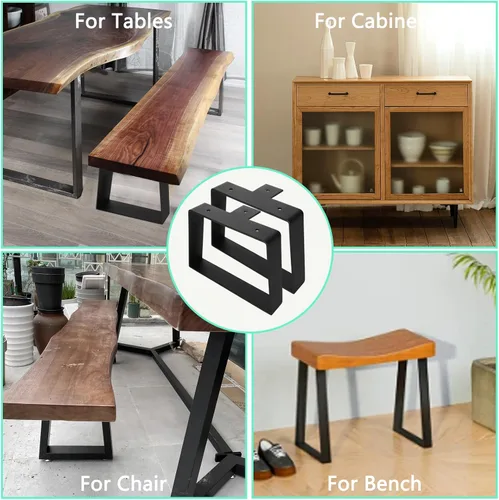 Miniatura 8 de WOPPLXY 2 patas de mesa de metal de 6 pulgadas, patas negras para muebles, patas de mesa trapezoidales, patas de banco de metal para armarios de TV