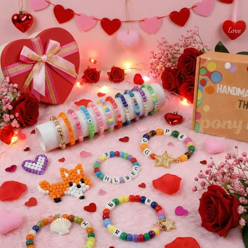 Miniatura 8 de THRELE Kit de 4000 cuentas de poni para hacer pulseras de la amistad, incluye 96 colores de cuentas Kandi, cuentas de letras, cuentas para hacer
