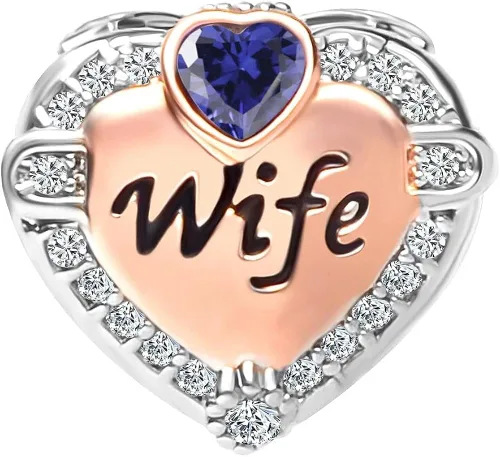 Miniatura 2 de CharmSStory Abalorio para pulseras y collares oro rosado Wife corazón amor