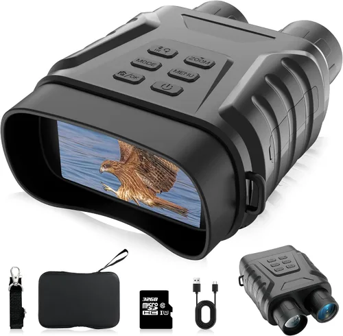 Gafas de visión nocturna 4K, binoculares, regalo para hombres y adultos, zoom digital 8X, potente luz IR ajustable, visión de hasta 1312 pies en