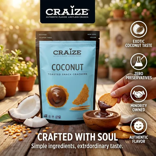 Miniatura 5 de Craize Patatas fritas de coco, sin gluten, veganas, kosher, galletas de maíz tostadas 4 onzas cada una