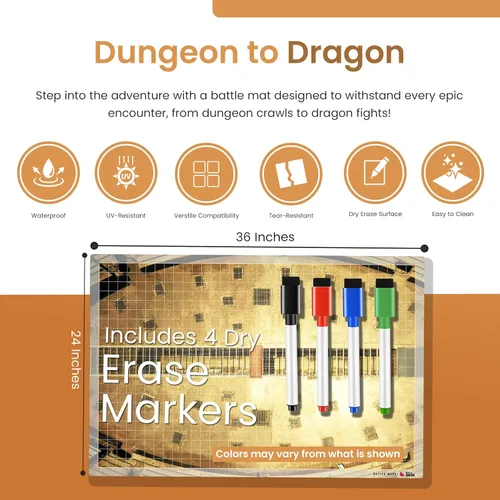 Miniatura 3 de IT'S A SKIN DND - Tapete de juego de batalla – Mapa de mazmorras y dragones de 36 x 24 pulgadas para juegos de rol, martillo de guerra, mesa