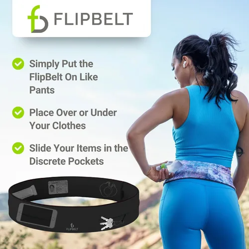 Miniatura 6 de FlipBelt - Cinturón de correr clásico, riñonera para correr unisex, empresa de EE. UU Negro
