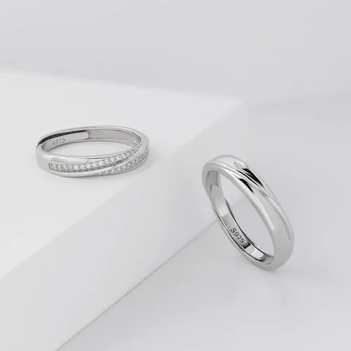 Miniatura 5 de Meissa 2 anillos de pareja para hombres y mujeres de plata de ley 925, anillos de promesa a juego, tamaño ajustable, hecho a mano, joyería nupcial