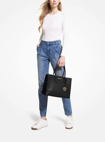 Miniatura 2 de Mercer - Bolso grande de cuero con diseño de guijarros, Negro